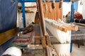 Authentic weaving machine, which weave patterns on fabric Royalty Free Stock Photo