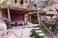 Authentic wooden cafe in the mountains. Rose Valley in Cappadocia Royalty Free Stock Photo