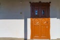 Authentic wooden doors of a Moldovan village house. Background with copy space