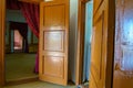 Authentic wooden doors of a Moldovan village house. Background with copy space