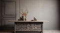 Authentic Wooden Table With Grey Items - Vintage Aesthetics