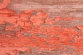 Authentic Wooden Wall with Peeling Off Red Paint