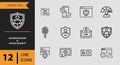 12 Authentication and Access Security Icons outline icon set. Outline access security icons for authentication and entry Royalty Free Stock Photo