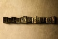 AUTHENTICATION - close-up of grungy vintage typeset word on metal backdrop