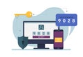 Authentication code illustration for site. Verification pin code, security code message notification, two step authentication in Royalty Free Stock Photo