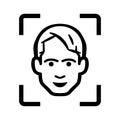 Authentication, face, scan icon. Black vector graphics Royalty Free Stock Photo