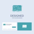 Author, book, open, story, storytelling Business Logo Glyph Icon Symbol for your business. Turquoise Business Cards with Brand