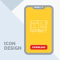 Author, book, open, story, storytelling Line Icon in Mobile for Download Page