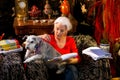 Author Heloise In Her Living Room With Her Dog Cabbie