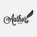 Author logo with feather and ink on white