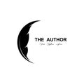 author\'s feather logo vector icon illustration design