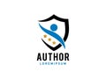 Author and Shield logo symbol or icon template Royalty Free Stock Photo
