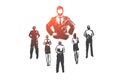 Authoritarian boss, work, dictator, leader, pressure concept. Hand drawn isolated vector. Royalty Free Stock Photo