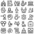 Authority icons set, outline style