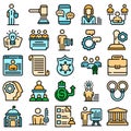 Authority icons set vector flat