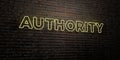AUTHORITY -Realistic Neon Sign on Brick Wall background - 3D rendered royalty free stock image
