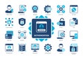 Authorization solid icon set