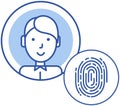 Authorization to account, user profile. Login with fingerprint, authentication, data protection