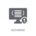 Authorize icon. Trendy Authorize logo concept on white background from Programming collection Royalty Free Stock Photo