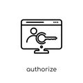 Authorize icon. Trendy modern flat linear vector Authorize icon