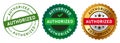 Authorized stamp logo sign sticker watermark permit by the author in green and gold design graphic