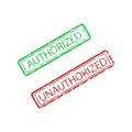 Authorized and unauthorized rubber stamp set texture Royalty Free Stock Photo