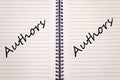 Authors write on notebook Royalty Free Stock Photo