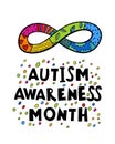 Autism acceptance month. Autistic spectrum disorder vertical poster.