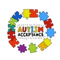 Autism acceptance week. Autistic spectrum disorder landscape poster. Royalty Free Stock Photo