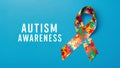 Autism Awareness Banner With Puzzle Ribbon Royalty Free Stock Photo