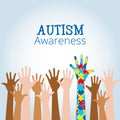 Autism awareness concept with hand of puzzle pieces Royalty Free Stock Photo