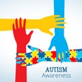 Autism awareness concept with hand of puzzle pieces Royalty Free Stock Photo