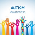 Autism awareness concept with hand of puzzle pieces Royalty Free Stock Photo