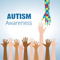 Autism awareness concept with hand of puzzle pieces Royalty Free Stock Photo