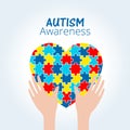 Autism awareness concept with heart of puzzle pieces Royalty Free Stock Photo