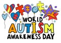 Autism awareness day. Autistic spectrum disorder landscape poster. Royalty Free Stock Photo