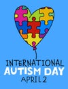 Autism awareness day. Autistic spectrum disorder vertical poster. Royalty Free Stock Photo