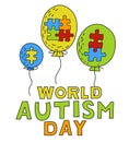 Autism awareness day. Autistic spectrum disorder vertical poster. Royalty Free Stock Photo