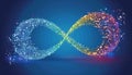 Autism awareness day background rainbow infinity symbolizing neurodiversity on blue background