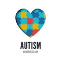 Autism awareness day banner isolated on white background