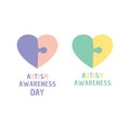 Autism awareness day colorful puzzle. Heart jigsaw shape. Royalty Free Stock Photo