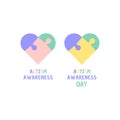 Autism awareness day colorful puzzle. Heart jigsaw shape. Royalty Free Stock Photo