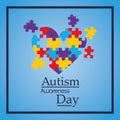 Autism awareness day colorful puzzle heart shape Royalty Free Stock Photo