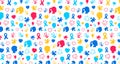 Autism Awareness Day concept colorful kids hand together, boy head, girl head, puzzle piece, Child handprint, love icon