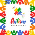 Autism Awareness Day colorful kid group card