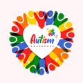 Autism Awareness Day diverse heart shape kid card Royalty Free Stock Photo