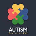Autism awareness day love puzzle game card Royalty Free Stock Photo