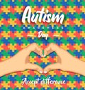 Autism Awareness Day heart shape hand puzzle card Royalty Free Stock Photo