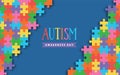 Autism awareness day colorful paper cut puzzle