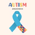 Autism awareness day puzzle ribbon game card